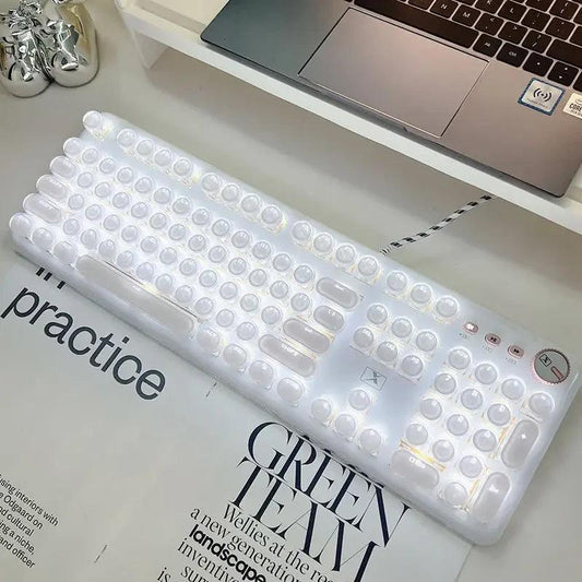 Crystal Ice Mechanical Keyboard Full Transparent Punk Wired Keyboard White Light - GENESIZ GAMING