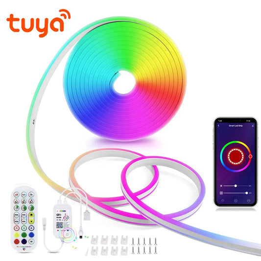 Tuya Smart Life WiFi LED Neon Light Strip 12V LED Strip RGB Neon Sign Tape Decoration Alexa Google Home Silica Gel With Clips - GENESIZ GAMING